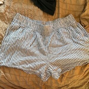 Old Navy High Waist Striped Shorts - Blue and White